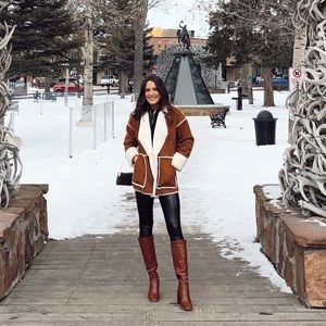 Forever 21 brown and white faux fur jacket